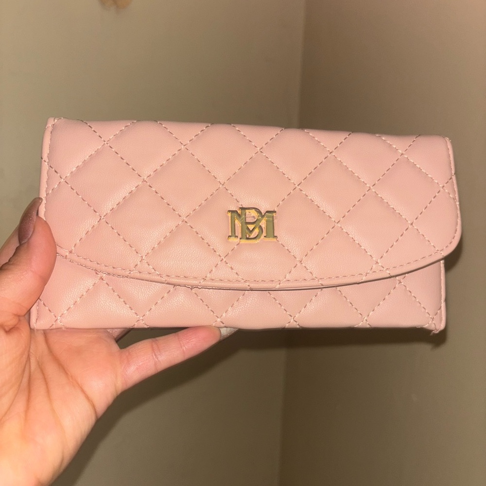 Badgley Mischka Pink Quilted Wallet with Elegant Flap Closure